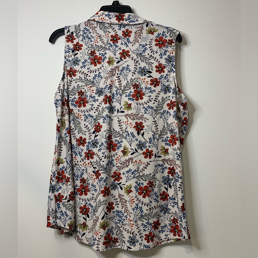 Jones New York Floral Sleeveless Button Blouse Tank Top Large - Picture 3 of 4